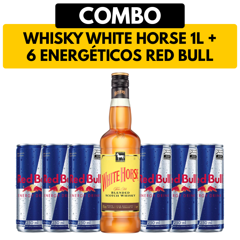 [COMBO] 1 Whisky White Horse 1L + 6 Energéticos Red Bull